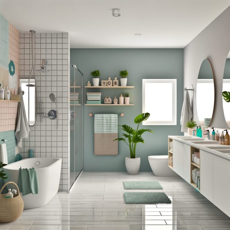 Modernes Badezimmer mit natürlichen Lichtquellen, stilvollen Armaturen und kreativen Stauraumlösungen. Entdecken Sie einfache Ideen für ein frisches Badezimmer-Design.