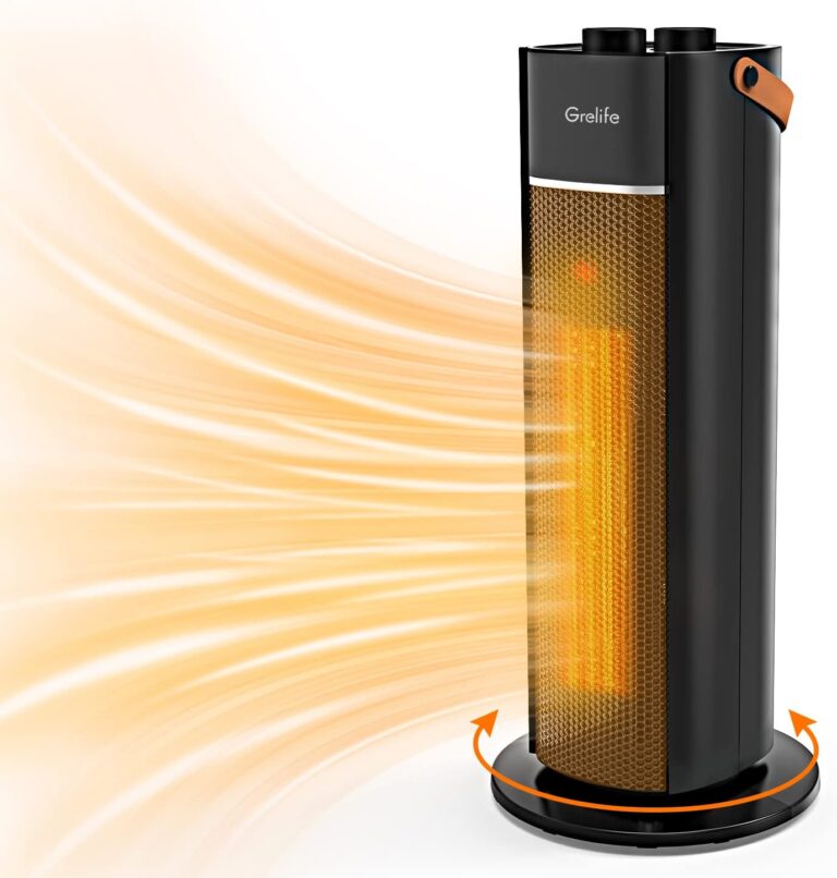 Stilvolles Badezimmer mit Grelife Heizlüfter, warmen Farben und gemütlicher Atmosphäre