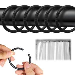 Duschvorhang Ringe, Kunststoff Duschvorhang Haken, Vorhang Aufhängeringe für den Duschvorhang in C-Form, geeignet für die meisten Duschvorhänge, Schwarz
