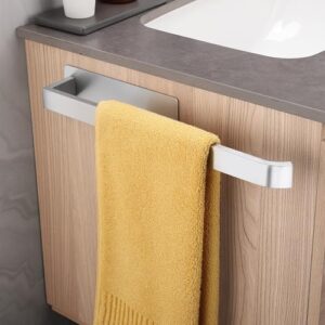 Selfklebender Handtuchhalter aus Edelstahl für das Badezimmer, ohne Bohren, Silber, 38 cm lang
