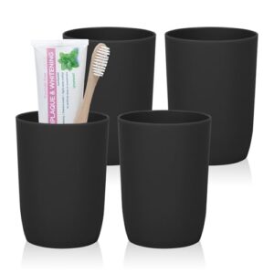 Stapelbarer tragbarer Kunststoff-Zahnputzbecher in Schwarz, 4 Stück à 280 ml, ideal für Badezimmer und Küche