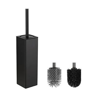 Toilettenbürste mit zwei Bürstenköpfen, schwarz und metallisch, ideal für das Badezimmer