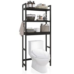 Einfaches und praktisches Badezimmer-Aufbewahrungsregal aus massivem Bambusholz mit 3-stufigen Regalen, ideal für den Platz über der Toilette oder Waschmaschine