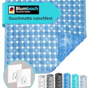 Rutschfeste Duschmatte 53x53cm aus BPA-freiem Material, inkl. 2 Haken zum Aufhängen und Anti-Rutsch-Diamantoberfläche