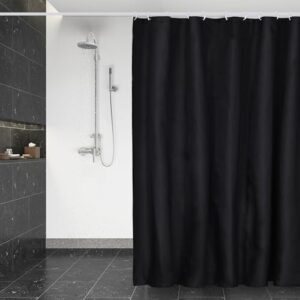 Wasserdichter Duschvorhang Anti-Schimmel 180 x 200 cm, Waschbar, Schnelltrocknendes Textil Stoff Polyester Badewanne für Vorhang Schwarz Halbtransparent Duschvorhang mit 12 Duschvorhängeringen