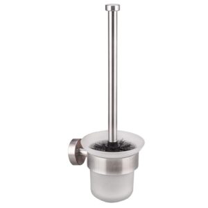 Luxuriöse Klobürste für das WC mit Edelstahl und Glas, inkl. Ersatzbürste, ohne Bohren erforderlich