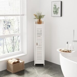 Badeschrank, Toilettenschrank, Badschrank schmal, Beistellschrank, Aufbewahrungsschrank 80x18x20cm, in weiß für Bad und Dusche