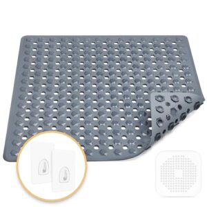 Duschmatte rutschfest, 53x53cm, 100% BPA frei, inkl. 2 Haken zum Aufhängen und 1 Abflusssieb Silikon. Ideal für Duschen mit Menschen aller Altersgruppen.