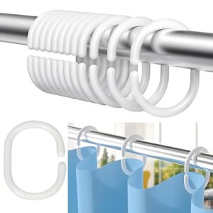 Duschvorhang-Ringe 12 Stück, Kunststoff Duschvorhang Haken, Weiß Vorhang Aufhängeringe, Duschvorhang Ringe in C-Form für Duschfensterstange