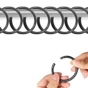 Schwarze Duschvorhang Haken mit modernem Design, 30 Stück hochwertiger Plastik Gardinenringe für Badezimmer