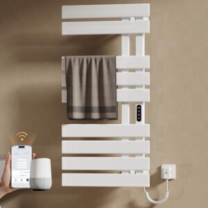 Intelligenter Thermostat Elektrischer Handtuchheizkörper, Handtuchwärmer Elektrisch für Alexa und Google Home und APP Weiß 320W