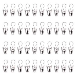 Silberne Edelstahl-Metall-Vorhang-Clips mit Haken, perfekt für Vorhänge, Fotos und Hausdekoration, hochwertig und stabil, 40 Stück
