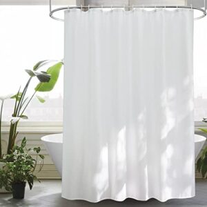 Weißer Duschvorhang aus 100% Polyester-Stoff, wasserdicht und trocknet schnell, ideal für Badewannen und Duschkabinen
