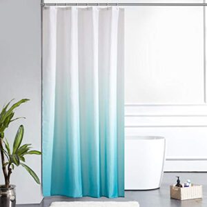 Duschvorhang aus Polyester, Anti-schimmel, Wasserdicht, Badvorhang, Weiß nach Aquamarine Schmal 120x200cm mit 8 Duschvorhangringen