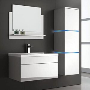 Badmöbel-Set, Waschbecken und Zubehör in weiß, großes Format für Badezimmer