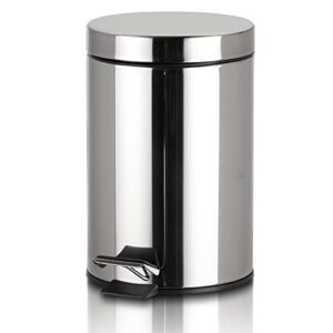 Abfalleimer für Küche, Badezimmer und Büro aus hochwertigem Aluminium mit spiegelnder Chrom-Oberfläche