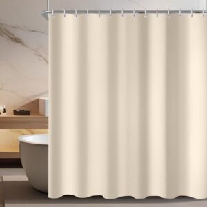 Beiger Duschvorhang mit Beschwertern und Saum aus antischimmler Textil, ideal für Badezimmer oder Badewanne mit 12 Duschvorhangringen