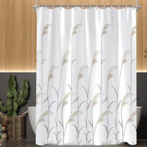 Lerores Duschvorhang 180x200cm, Weizenohr Beschwerter Saum Antischimmel, Wasserabweisend, Waschbar Polyester Stoff Badevorhänge mit Ösen und 12 Duschvorhangringe für Badezimmer, Badewanne