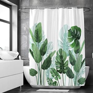 Duschvorhang mit Grün Strelitzia Pflanzen Design, wasserabweisend und schimmelresistent, Polyester, 180x200 cm