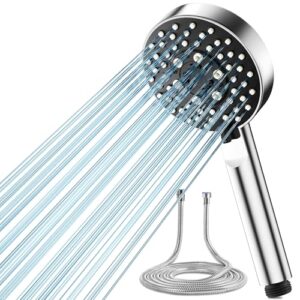 Wassersparender Duschkopf mit Schlauch, 5 Strahlarten, Turbogeladenes Design, Hochdruck, Handbrause für Baden