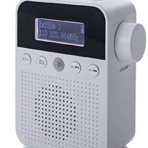 portables Radio mit DAB+-Empfang, Weckfunktion und USB-Ladebuchse, ideal für Bad oder Küche