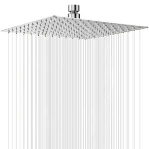 Eleganter Regenduschkopf aus Edelstahl AISI304 mit Anti-Kalk-Düse und silberner Fassung für ein luxuriöses Duschen-Erlebnis.