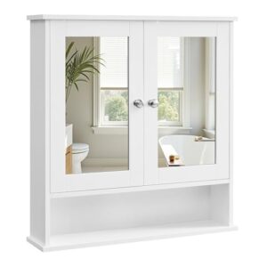 VASAGLE Badschrank mit zwei Spiegeln und offenem Fach, ideal für das Badezimmer