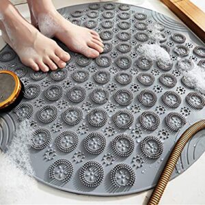VSUSN Duschmatte, runde Duscheinlage aus PVC für Badezimmer, rutschfest und sicher, 55x55 cm, Grau