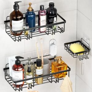Duschablage-Set aus drei Edelstahlregalen ohne Bohren, ideal für Badetücher, Rasierer und Duschgel