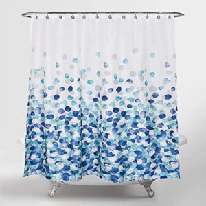 Blauer Polyester-Duschvorhang mit Wolken-Design, wasserabweisend und schnell trocknend, ideal für Bäder, inklusive 12 Haken und Metall-Ösen