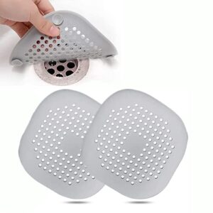 Abfluss-Siebe für Badezimmer und Küche, Silikon Abfluss Sieb mit Haarfänger, 2 Stück Grau