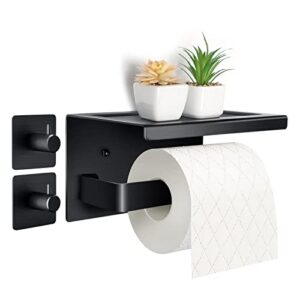 Toilettenpapierhalter aus Aluminium mit 17 cm Ablage und Selbstkleber für Wandmontage, praktisches und stilvolles Accessoire für Badezimmer oder WC