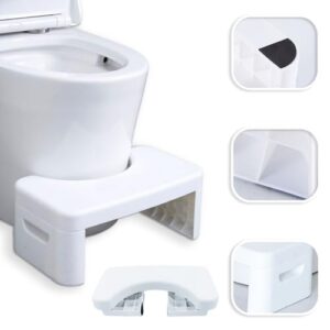 Badezimmertoilette, Hocktoilette, abnehmbare multifunktionale Sitzablage, tragbare Stufe für das Badezimmer zu Hause, praktisch und kompakt, stabil (weiß)