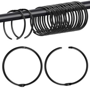 Caianwin 20 Stück Duschvorhangringe aus Metall, Vorhang Ringe 50mm Gardinenringe zum Öffnen von Duschvorhängen und Vorhangstangen, Schwarz