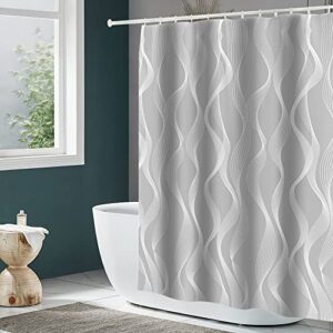 DAMAI Duschvorhang 240x200 cm - Badvorhang aus Polyester Stoff, waschbar, mit 12 Duschvorhangringen, wasserabweisend, für Badewanne und Bad, grau