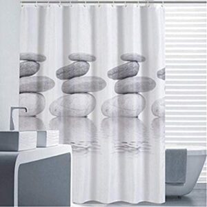 Duschvorhang 180x200 cm, Textil, Grau, Pebble Muster, Schimmelresistente und Wasserabweisende Dusche, mit 12 Duschvorhangringen