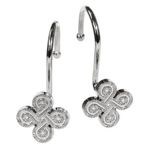 Dekorative Blume Klee Duschringe Vorhanghaken Aufhänger für Badezimmer, Nickel Metall Duschringe für Duschvorhangstange - 12 Stück