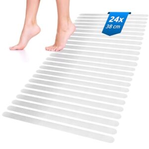 ECENCE Anti-Rutsch Streifen Aufkleber für Dusche & Badewanne, Transparent, Selbstklebend & rutschfest 12er Set Antirutschmatte Badewanne, Anti Rutsch Pads Dusche