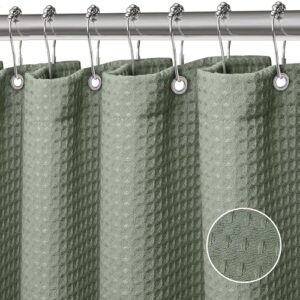 Waffel Duschvorhang, 12 Magnethaken, wasserdicht, für Dusche und Badewanne, grün