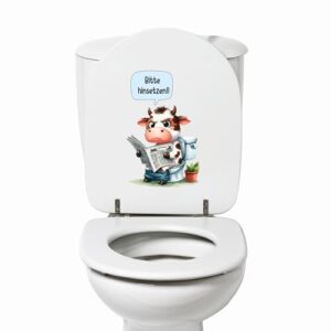 Witziger Spruch-Aufkleber für Badezimmer, Standard-Klodeckel mit 20 cm Durchmesser geeignet, selbstklebend, wasserfest und langlebig