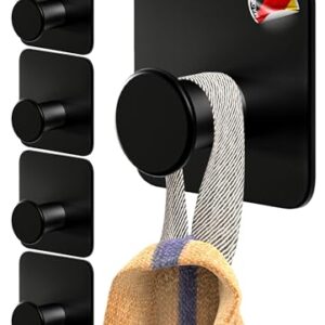 Handtuchhalter ohne Bohren, 5 Stück Handtuchhaken Bad, schwarze Klebehaken modern und stilvoll. Selbstklebende Haken mit 3M-Klebe-Pads für Wandhaken.