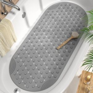 Ovale Badewannenmatte, rutschfeste Duschmatte für Badezimmer, Schimmelresistente Badematte, PVC-Matratze, Grau