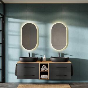 Modernes Badezimmer Design mit Waschtisch und Unterschrank in Gold-Eiche/Athrazit Farbe