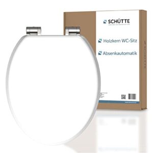 Hochwertiger WC-Sitz mit Absenkautomatik aus Holz, Toilettendeckel aus MDF und Holzkern Toilettensitz für optimale Komfort und Sicherheit im Badezimmer, belastbar bis 175kg, weiß