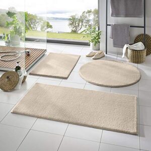 Taracarpet Badematte Fiona rutschfest waschbar Badezimmerteppich sehr weich und als Set kombinierbar Uni Creme 060x120 cm - Rutschfeste Badematte aus Polyester, ideal für das Badezimmer