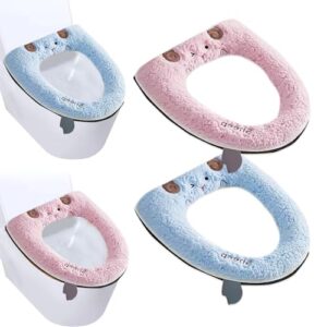 Zwei Toilettensitz Erhöhungen, bestehend aus hochwertigem Polyester, für ovale Toilettensitze, weiche und wärme spendende Toilettenbrillenbezüge