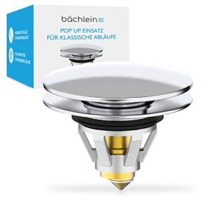 Universeller Pop Up Waschbeckenstöpsel in Chrom für Waschtische mit 40mm Abfluss Ablauf Ventil-Stopfen und Haarsieb - leicht zu reinigen und universell einsetzbar