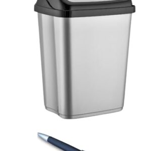 Abfalleimer mit Schwingdeckel für Küche und Bad, 19 x 15 x 29 cm, hygienisch und robust