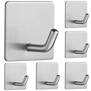 Vista Haken Selbstklebend 6 Stück Edelstahl Wandhaken Klebehaken für Bad und Küche, Handtuchhalter, keine Bohrungen erforderlich, wasserdicht und kratzfest