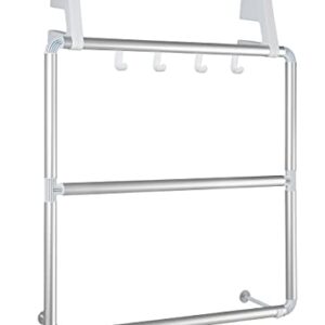 Handtuchhalter für Tür und Duschkabine, Aluminium, 62.5 x 78 x 14.5 cm, Silber matt